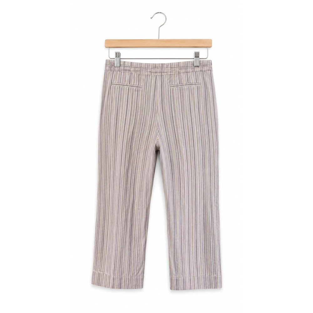 Ann Taylor LOFT Petite Striped Cropped Pants Size 10P Women's Lavender White
